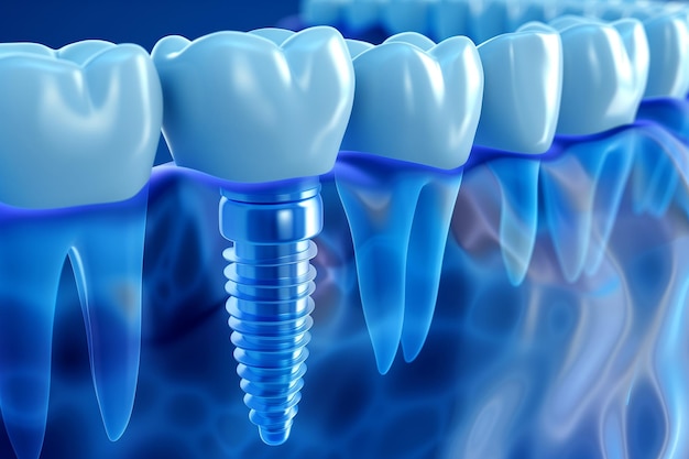 Implant dentaire racines dentaires artificielles dans le canal racinaire de la mâchoire du traitement dentaire maladie des gencives mode dents