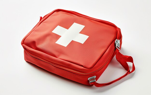 L'importance d'une trousse de premiers secours sur fond blanc