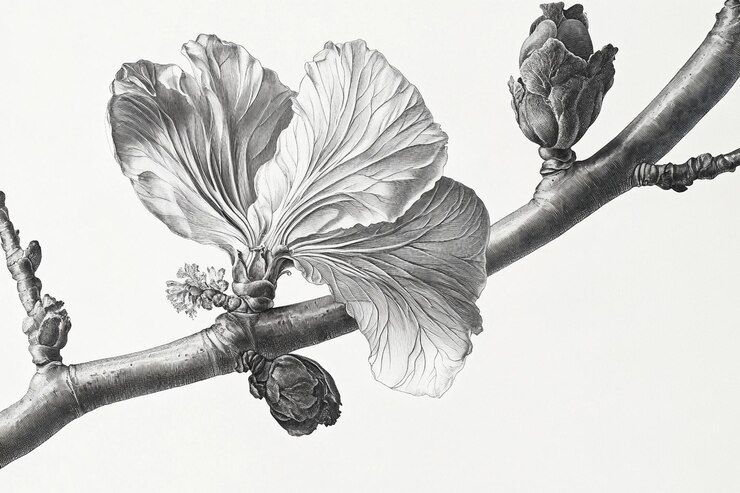 Photo une impression botanique vintage avec des fleurs et des plantes dessinées à la main