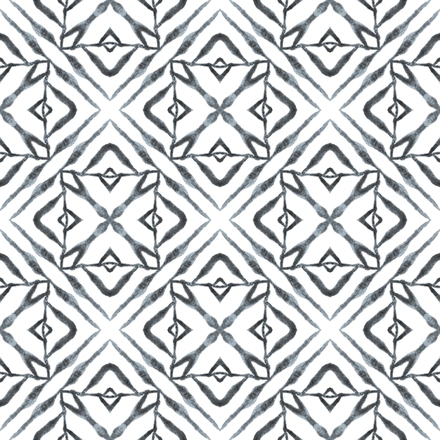 Impression charmante prête pour le textile, tissu de maillot de bain, papier peint, emballage. Design d'été boho chic imaginatif en noir et blanc. Bordure aquarelle chevron géométrique vert. Motif aquarelle chevron.