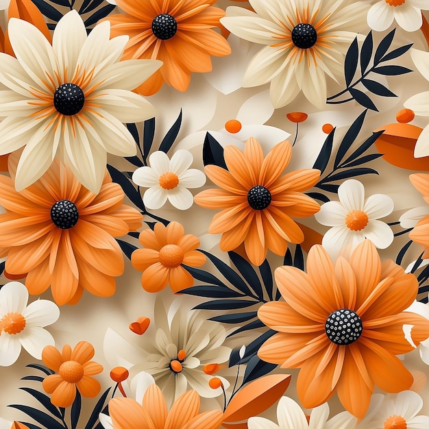 Impression de fond transparente fleurs orange