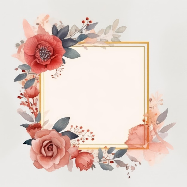 Impression d'invitation de cadre floral