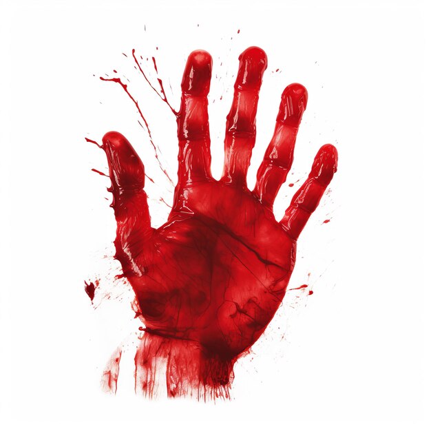 Impression de main rouge sanglante sur un fond blanc illustration d'horreur d'Halloween