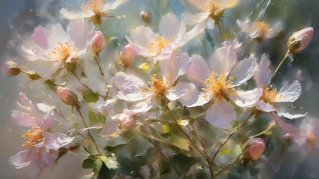 L'impressionnisme pour capturer la beauté délicate et transitoire et la lumière doucement brillante des fleurs en fleur