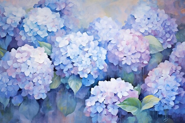 Impressionniste Hortensia Peinture Generative AI