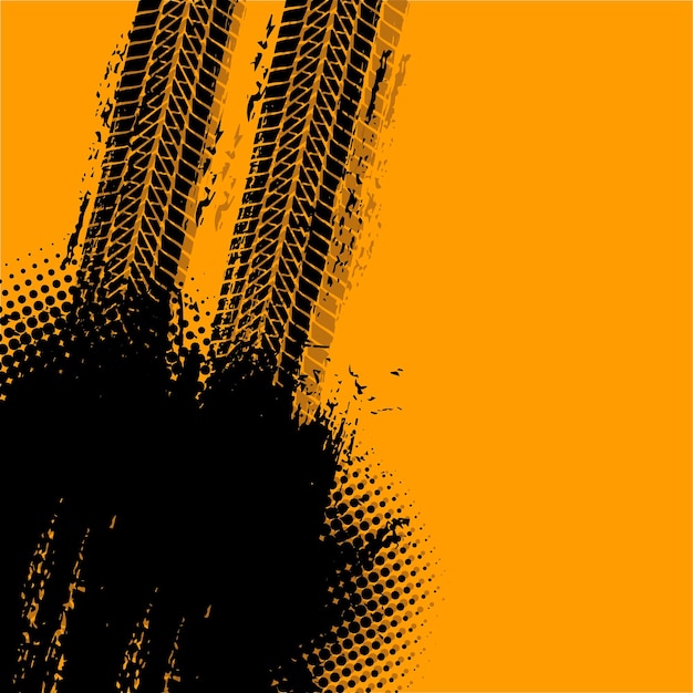 Impressions de pneus vectoriels grunge tout-terrain avec tache noire
