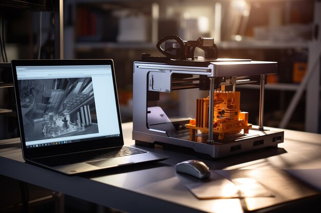 Imprimante 3D sur le bureau imprimant un équipement