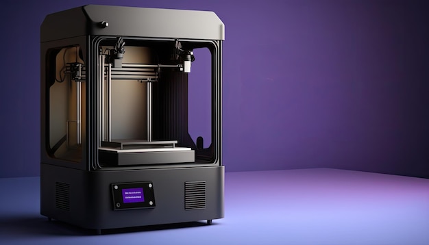 Une imprimante 3d avec un fond violet