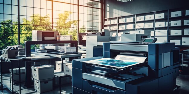 Photo une imprimante dans un bureau prête pour les journées de travail