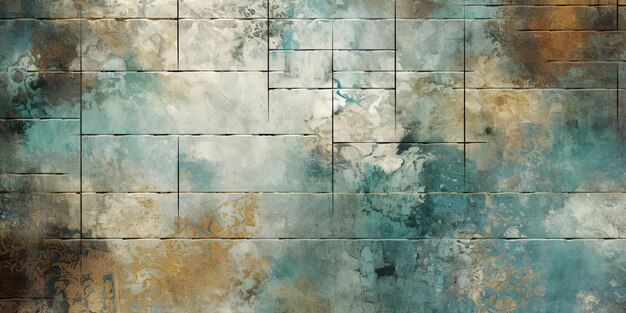 Photo un imprimé de couleur gris et teal avec un dessin blanc dans un style de patchwork grunge