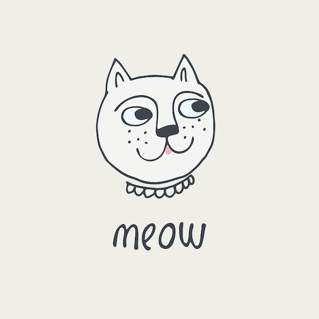 Imprimé avec des lettres d'avatar de chat drôle miau et des cœurs concept de la Saint-Valentin parfait pour les enfants