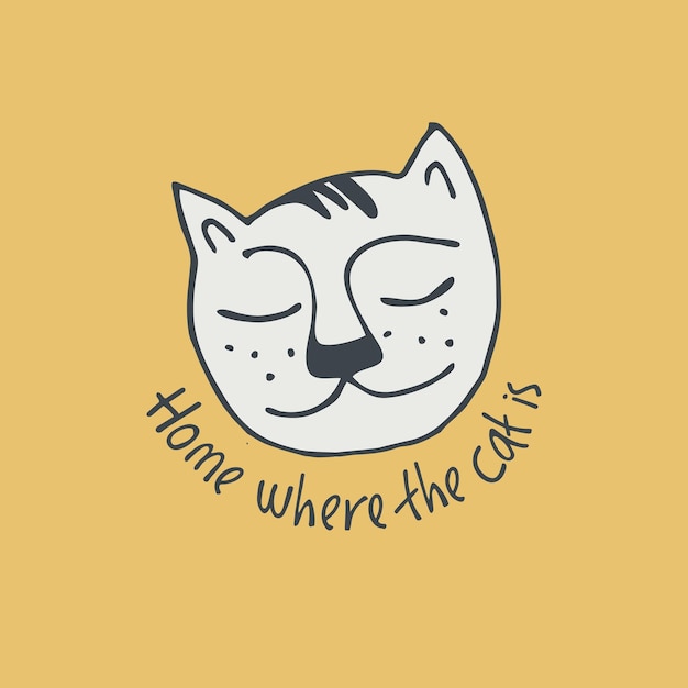 Imprimé avec des lettres de chat drôles La maison où le chat est un concept Parfait pour les enfants