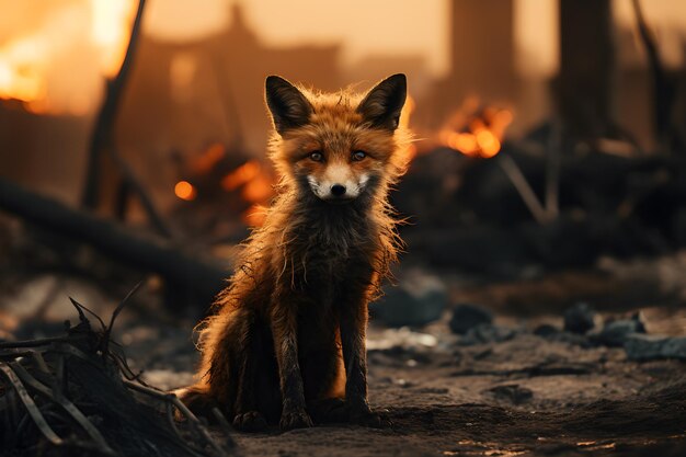 Un incendie dans la forêt Forêt brûlée Protection de l'environnement Feux de forêt Menace pour l'environnement