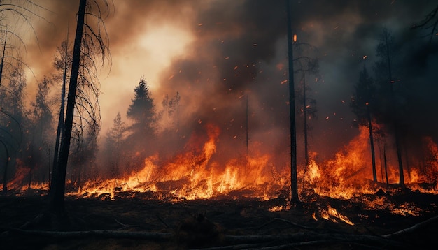 Incendie de forêt causé par le réchauffement climatique