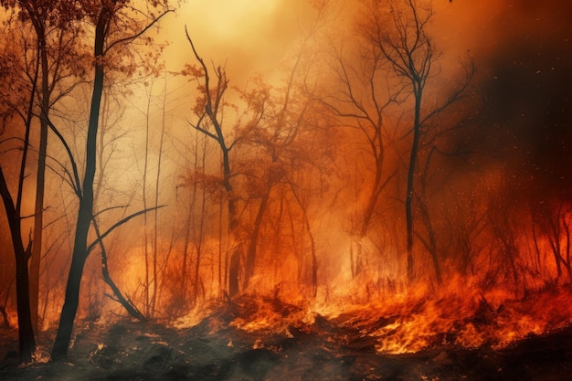 Incendie de forêt extrême Catastrophe de la brousse rurale Générer Ai