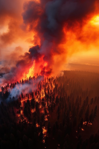 un incendie de forêt massif