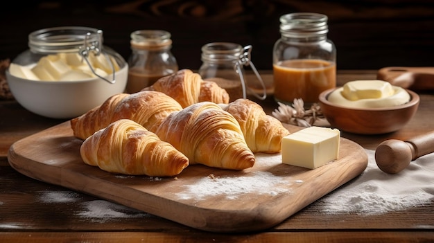 Un incontournable de la boulangerie, des croissants pour le petit-déjeuner français riches en beurre et en saveur