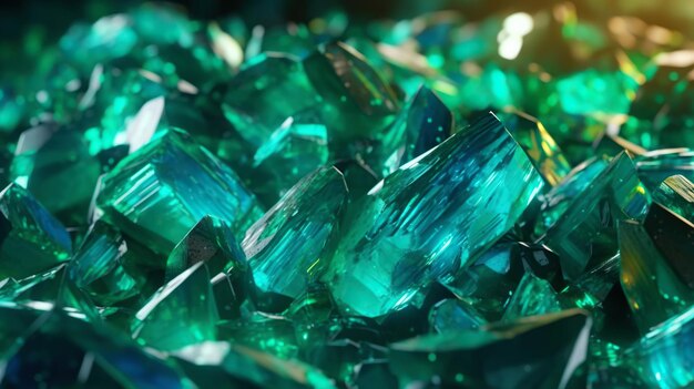 Incroyable lumineux et brillant Malachite groupe de cristaux d'arrière-plan Minéral de bijou détaillé IA générative