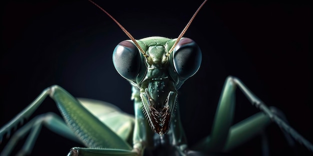 Incroyable macro photographie d'une mante en gros plan