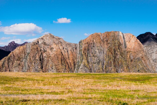 Incroyable paysage de la vallée de l&#39;Altaï avec rocher