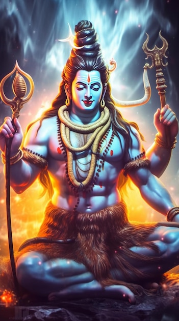 Incroyable portrait du dieu seigneur shiva IA générative cosmique