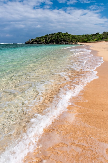 Incroyable vague douce cristalline turquoise se brisant le long du rivage