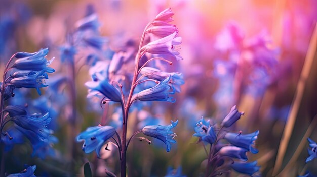 Incroyablement belles fleurs sauvages jacinthes closeup macro