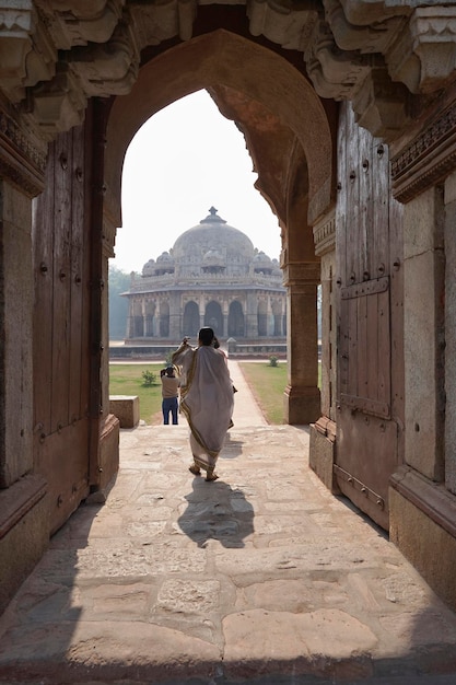 Inde, Delhi; les femmes indiennes à la tombe d'Humayun