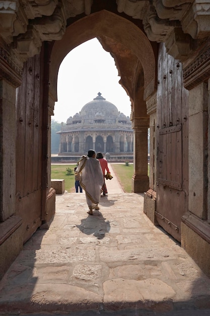 Inde, Delhi; les femmes indiennes à la tombe d'Humayun