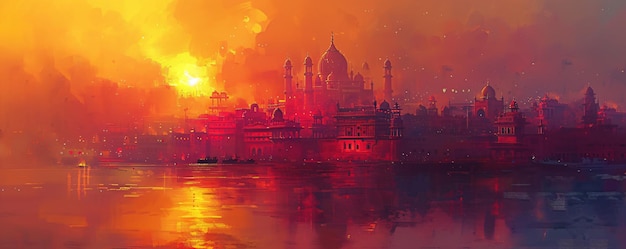 L'Inde est l'arrière-plan du paysage coloré du voyage indien, le festival des couleurs hindou Holi.