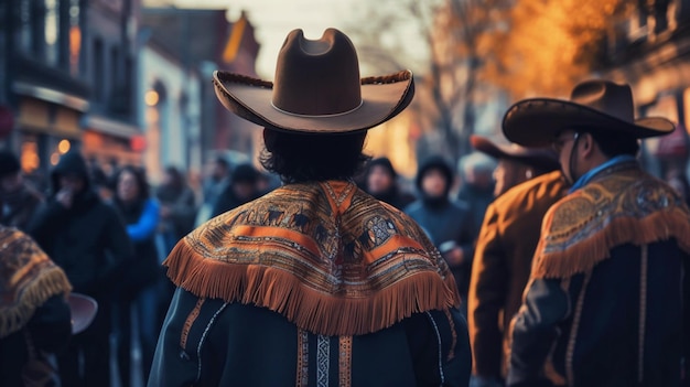 Indépendance mexicaine Cinco de mayo Hommes mexicains portant des vêtements traditionnels de mariachi Generative AI