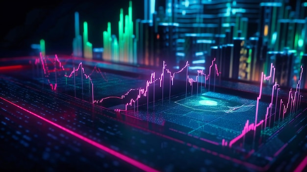 Les indicateurs et graphiques financiers de couleur rouge vif