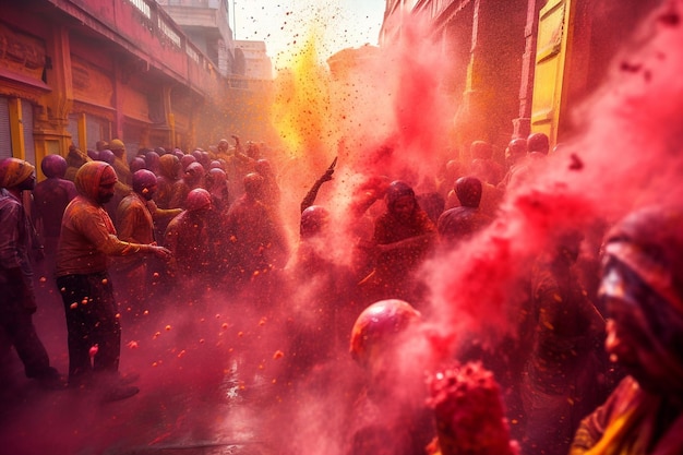 Les Indiens au festival des couleurs Holi