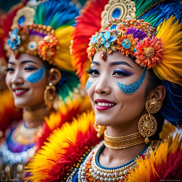 Photo en indonésie, pendant les célébrations et les occasions festives, il est courant de voir de nombreuses femmes s'habiller