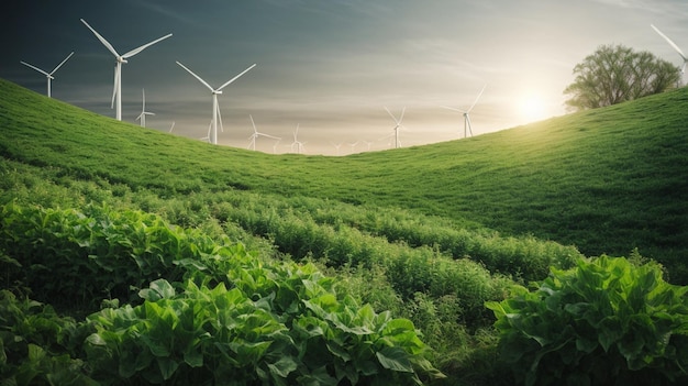 L'industrie durable au centre de l'attention ESG Concept d'énergie verte par l'intelligence artificielle générative