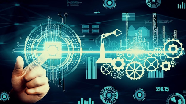 Industrie futuriste 40 et concept d'ingénierie mécanisée inventif