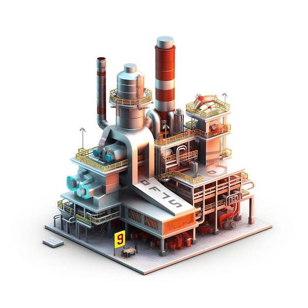 industrie isolée usine métallurgique aube fumée émissions de smog mauvaise écologie illustration 3d fumée