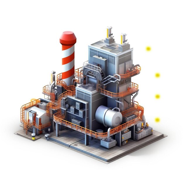 industrie isolée usine métallurgique aube fumée émissions de smog mauvaise écologie illustration 3d fumée