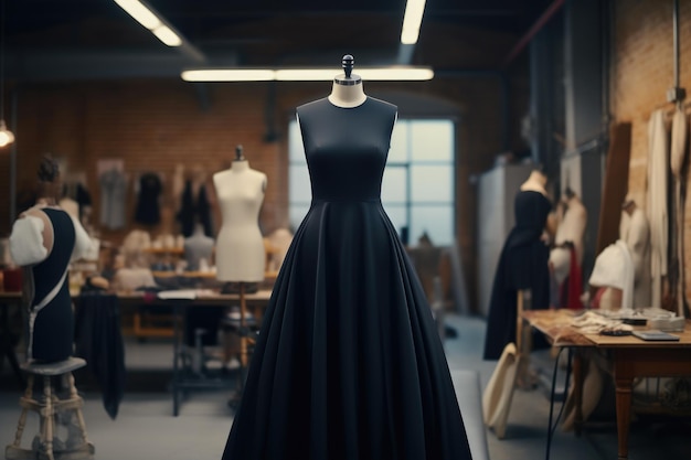 L'industrie de la mode robe à paillettes noires sur mannequin de designers