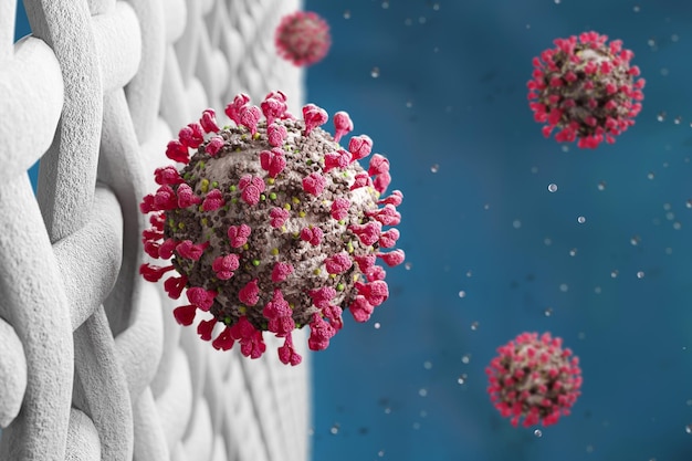 Photo infection à coronavirus covid une souche du virus rendu 3d