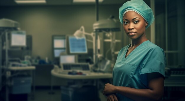 Photo infirmière afro-américaine en pratique médicale