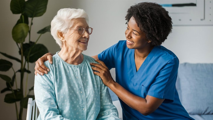 Photo une infirmière avec une infirmière en arrière-plan.