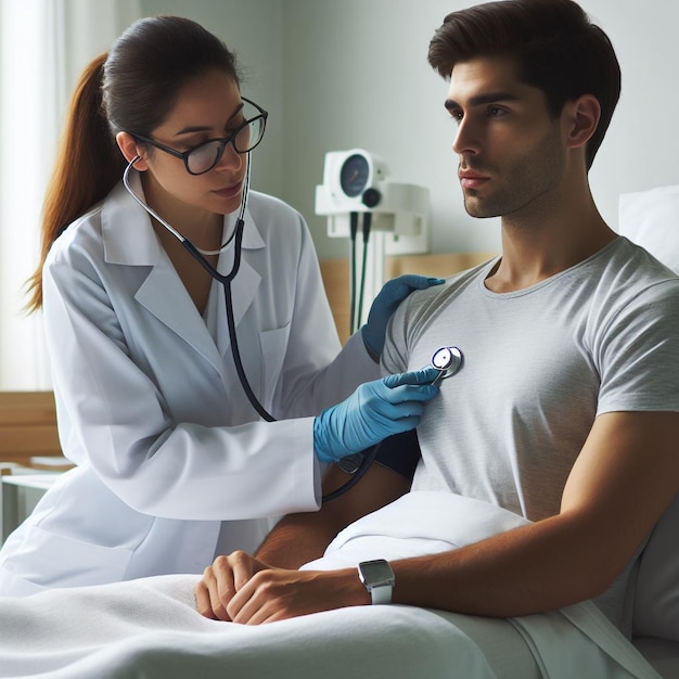 L'infirmière et le médecin vérifient le patient.