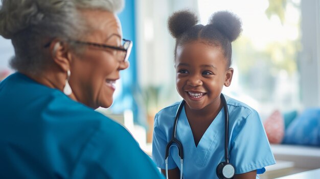 Photo une infirmière parle à un patient âgé