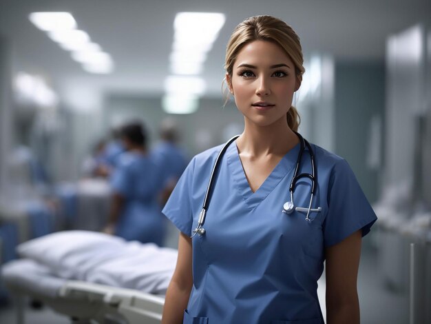 Infirmière travaillant à l'hôpital en tenue de toilette