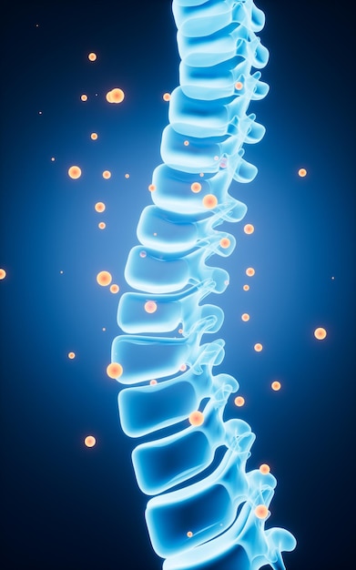 Inflammation de la colonne vertébrale humaine et thérapie médicamenteuse Concept médical rendu en 3D