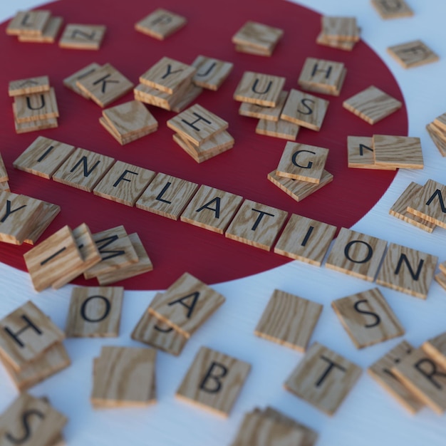 Photo l'inflation au japon avec les lettres de scrabble