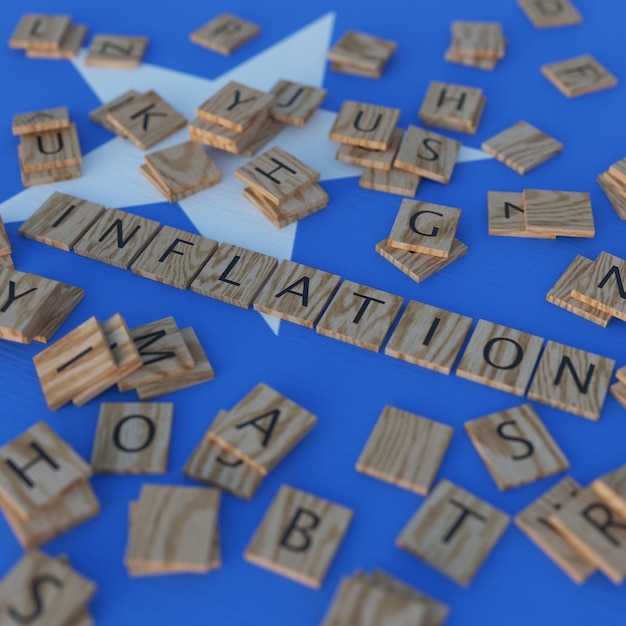 Photo inflation en somalie avec des lettres de scrabble