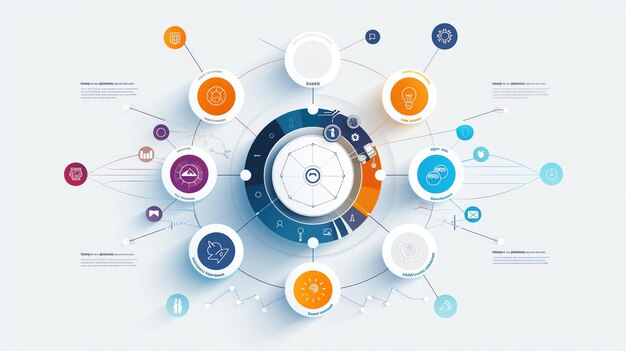 Photo une infographie circulaire avec un noyau central et huit sections environnantes