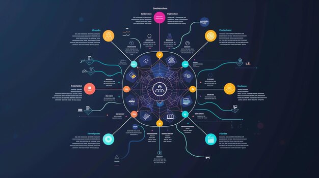 Une infographie colorée et abstraite qui visualise le concept de synergie